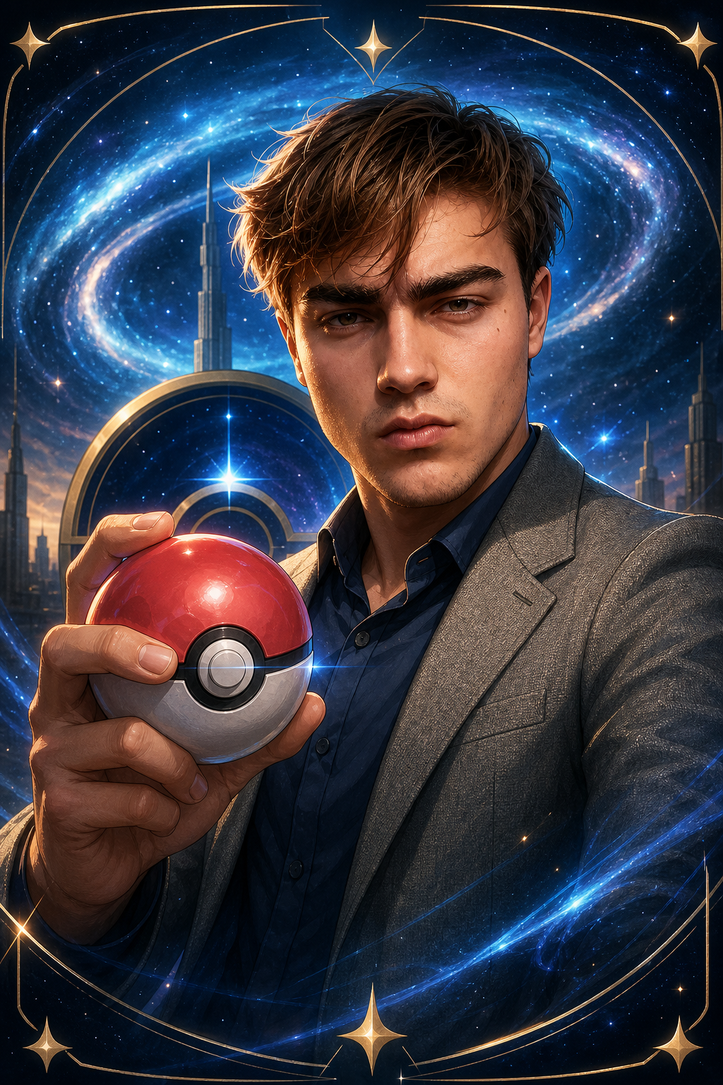 Davide Scripcariu in stile Pokemon con Pokeball